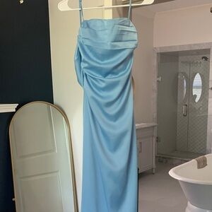 PrettyLittleThing Light Blue Strapless Dress